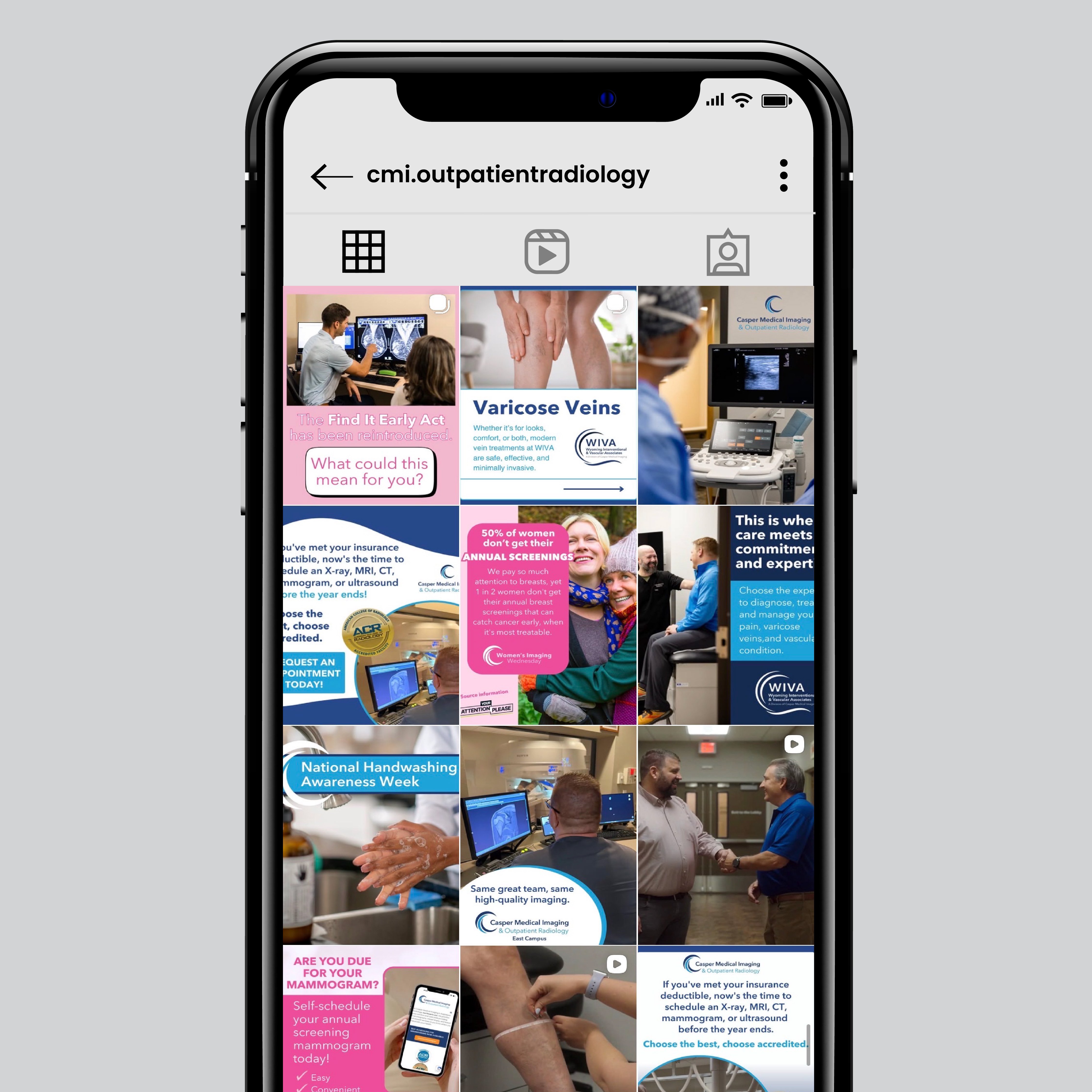 CMI Social Posts on phone
